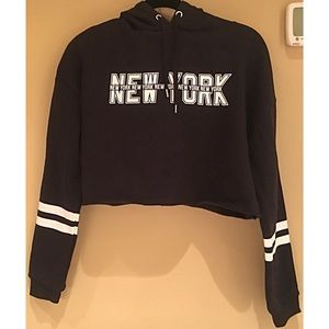 NWT H&M Cropped Hooded NY Sweatshirt
